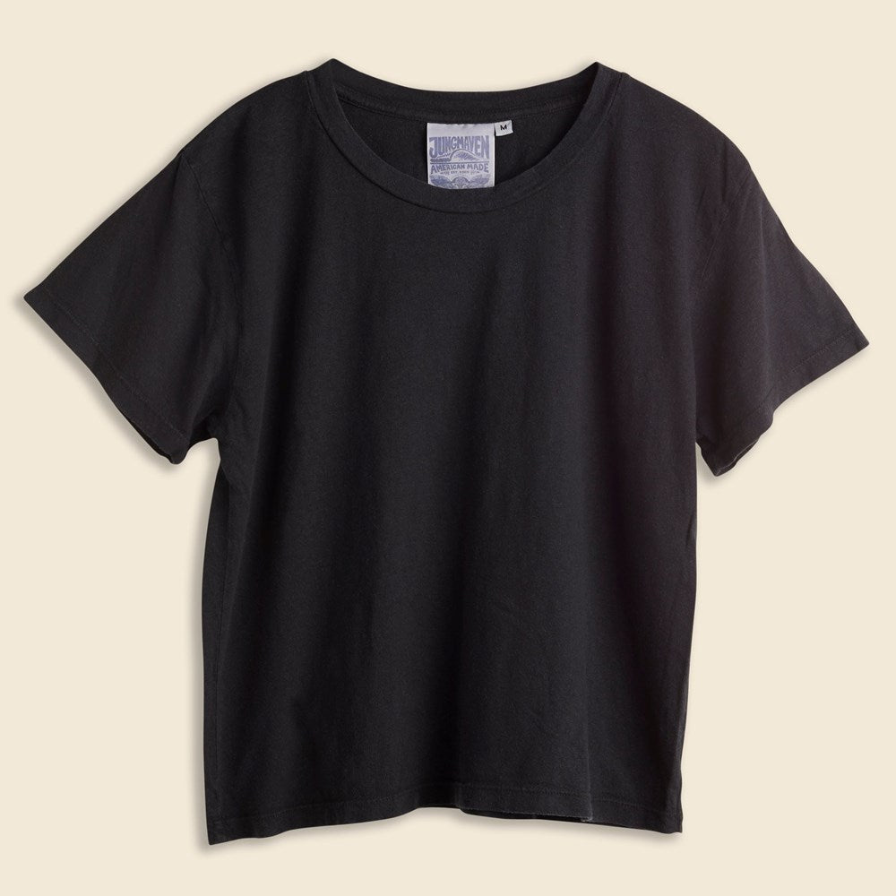 Cropped Lorel Tee - Black - Jungmaven - STAG Provisions - W - Tops - S/S Tee