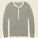 Wool & Silk Ribbed Henley - Ivory/Black - Alex Mill - STAG Provisions - W - Tops - L/S Knit