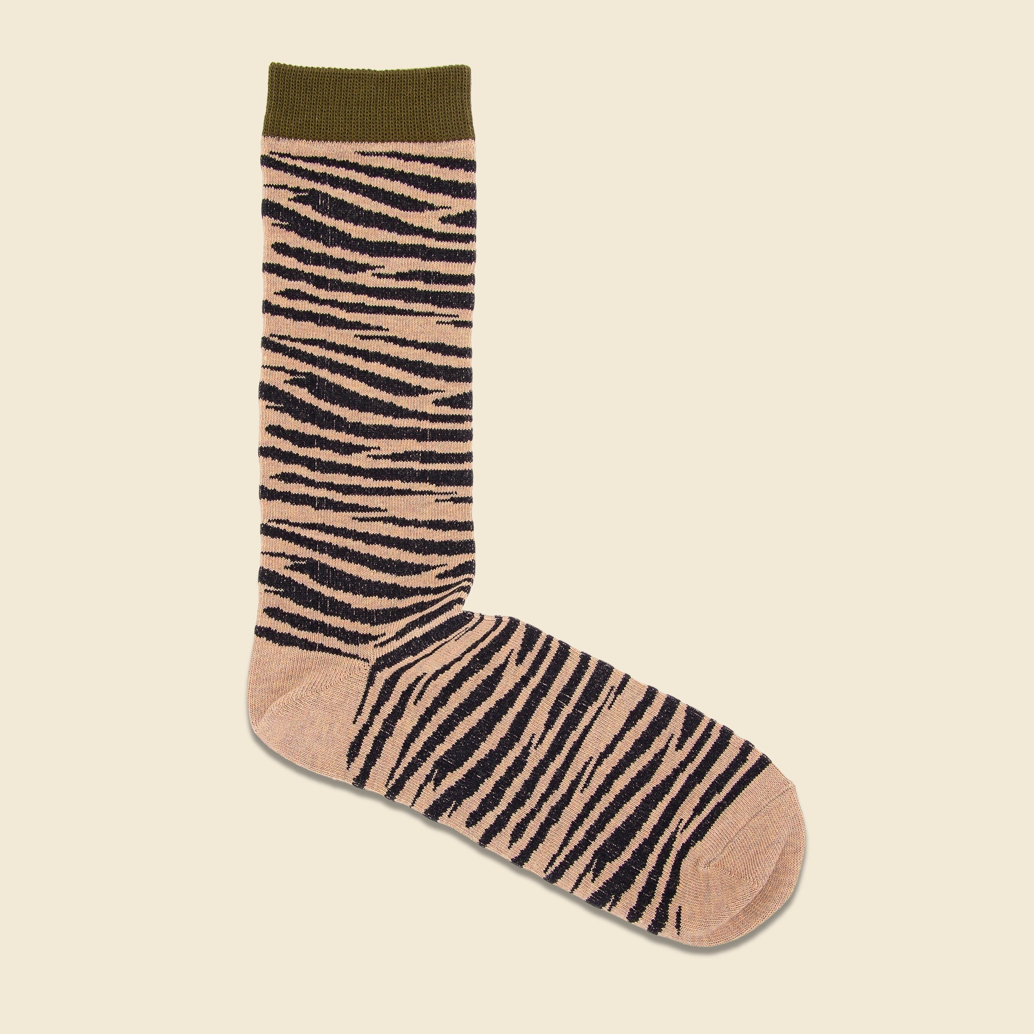 Crew Sock - Olive Zebra - Anonymous Ism - STAG Provisions - W - Accessories - Socks