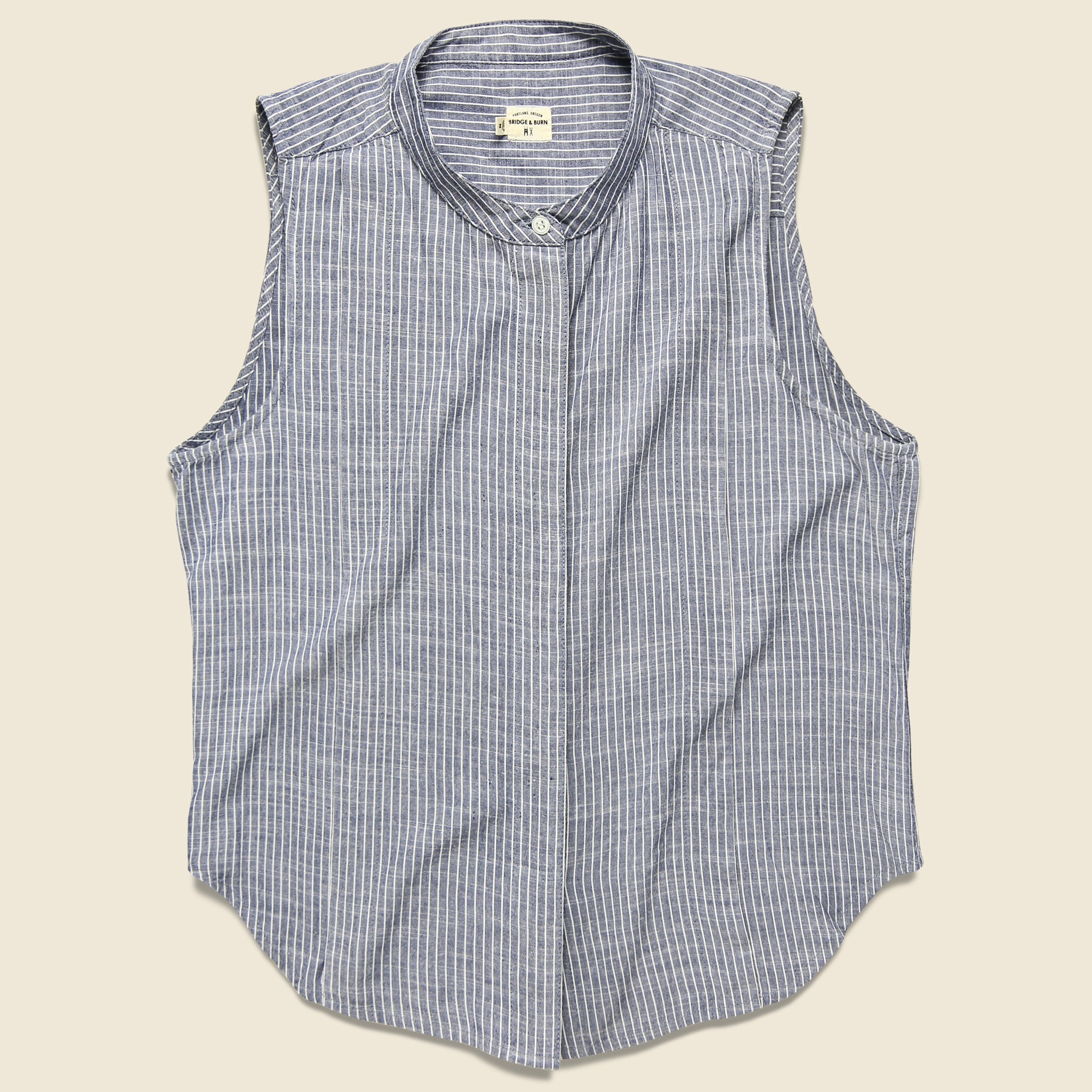 Hazel Sleeveless Top - Navy Pinstripe - Bridge & Burn - STAG Provisions - W - Tops - Sleeveless