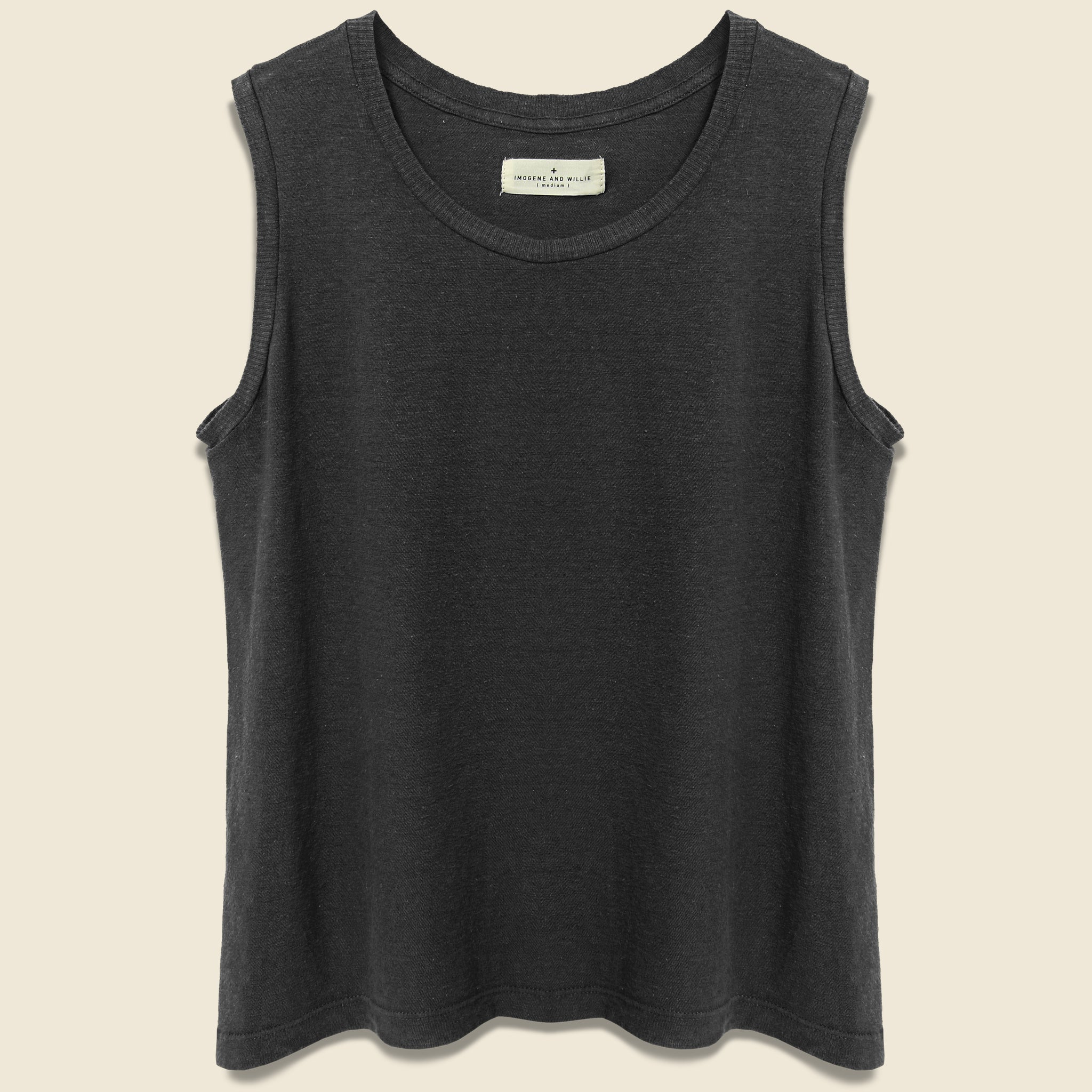 Cotton/Linen Muscle Tee - Black - Imogene + Willie - STAG Provisions - W - Tops - Sleeveless