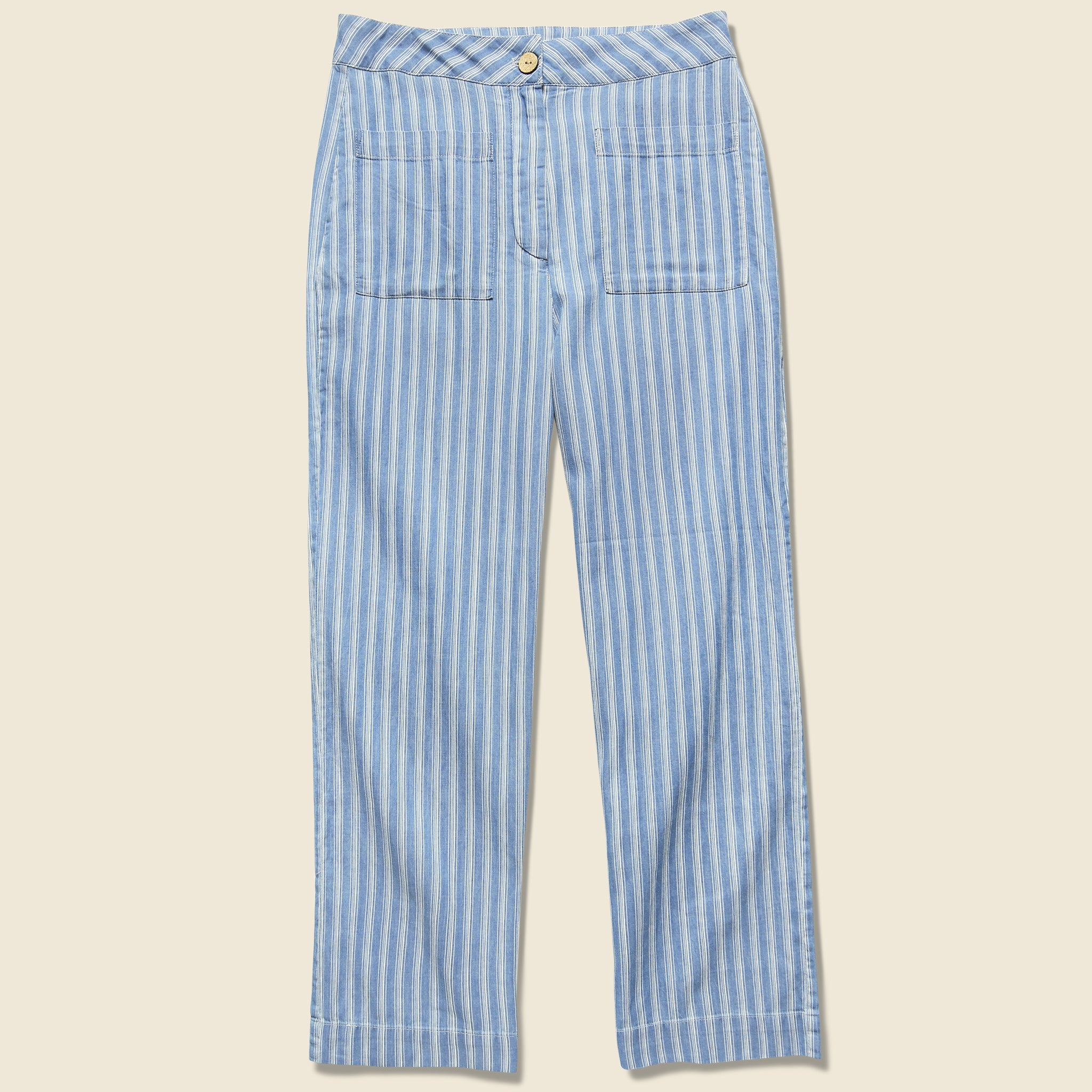 Striped Denim Culotte Pant - Blue - Nice Things - STAG Provisions - W - Pants - Twill