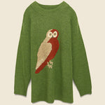 Owl Intarsia Sweater - Green - Nice Things - STAG Provisions - W - Tops - Sweater