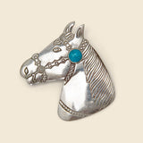 Turquoise Horse Bust Pin - Sterling - Vintage - STAG Provisions - W - One & Done - Accessories & Jewelry