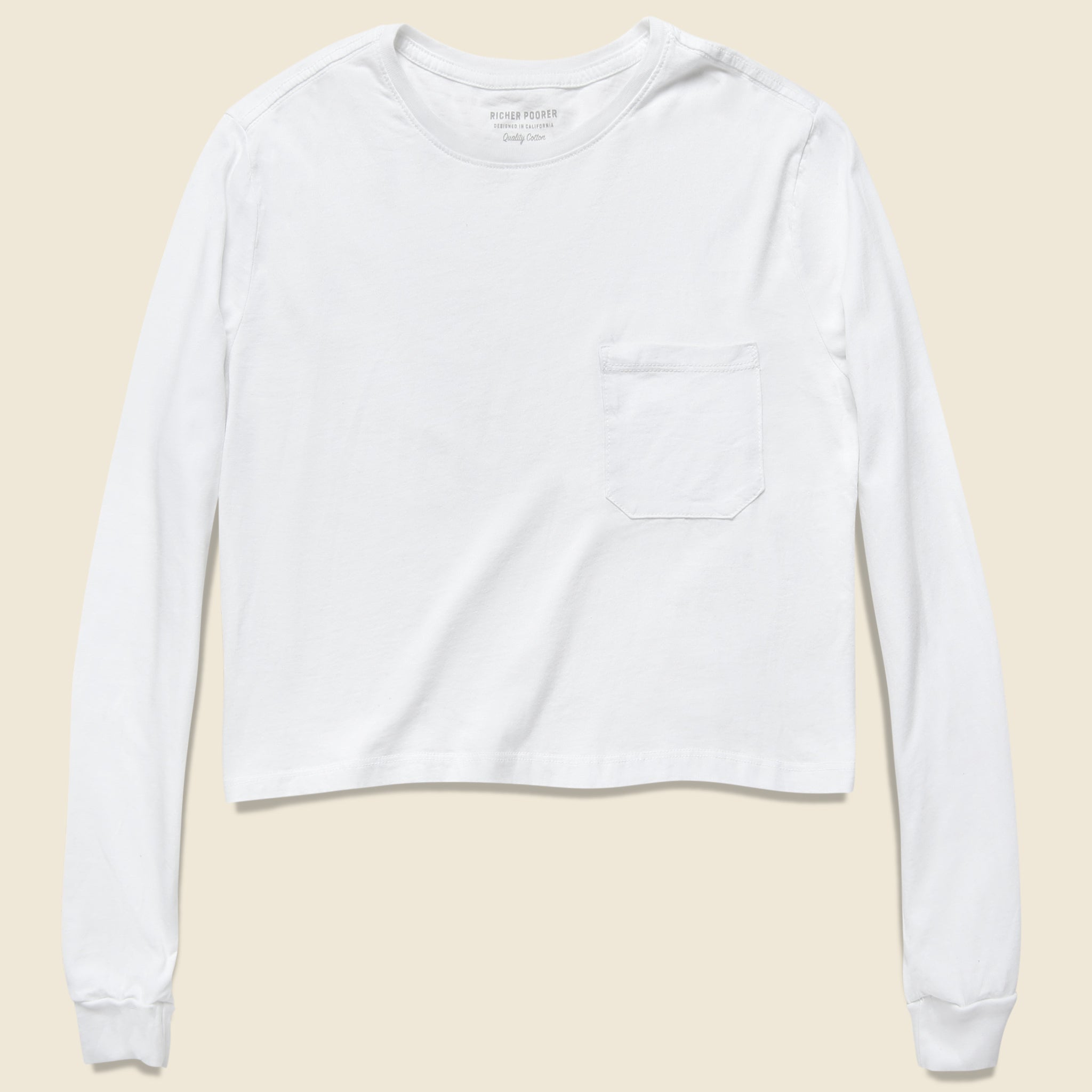 Long Sleeve Cropped Tee - White - Richer Poorer - STAG Provisions - W - Tops - L/S Knit