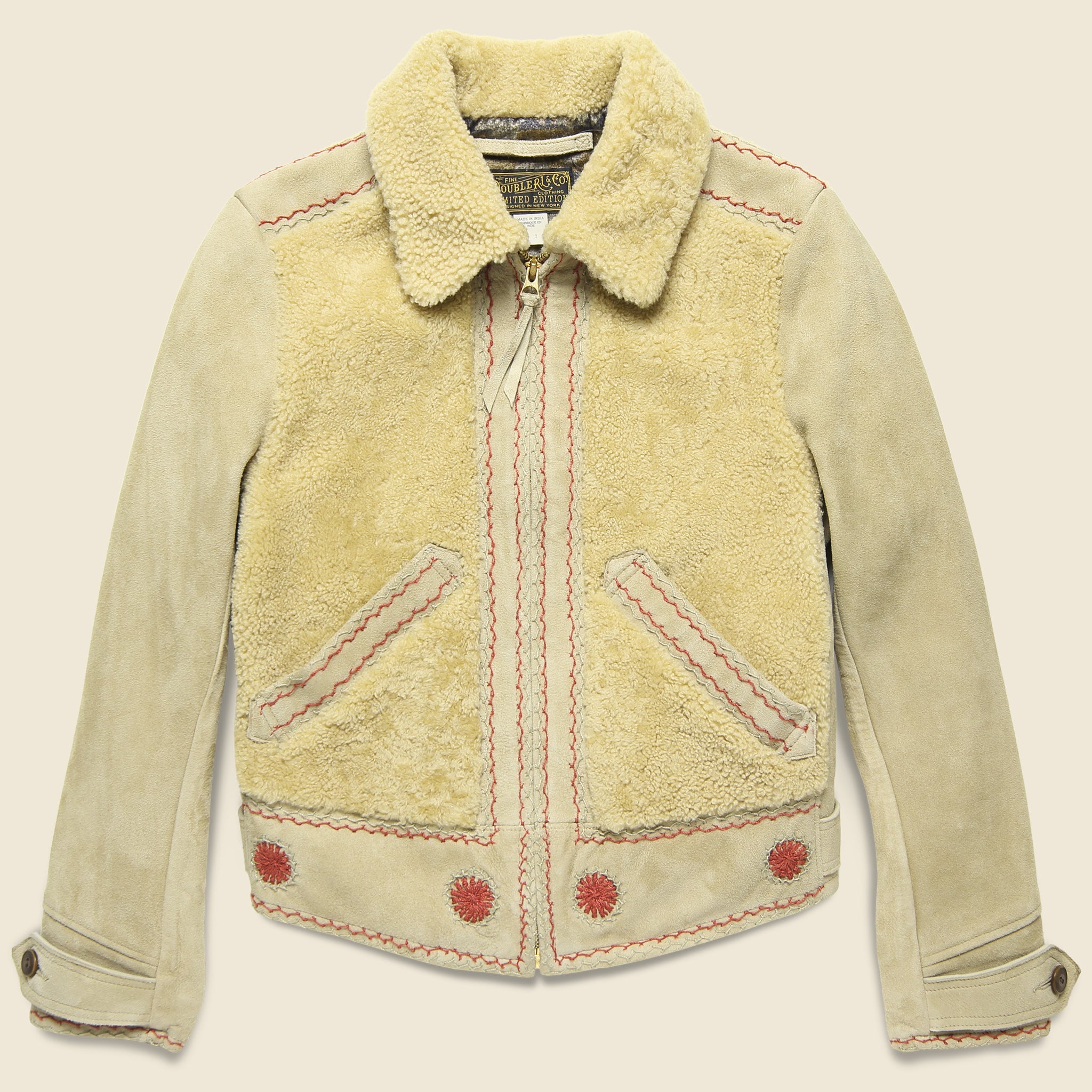 Williams Shearling Embroidered Suede Jacket - Cream - RRL - STAG Provisions - W - Outerwear - Coat/Jacket