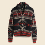 Hand-Knit Shawl Cardigan - Black/Red Multi - RRL - STAG Provisions - W - Tops - Sweater