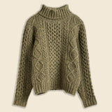 Wool Cable Turtleneck Sweater - Green Donegal - RRL - STAG Provisions - W - Tops - Sweater