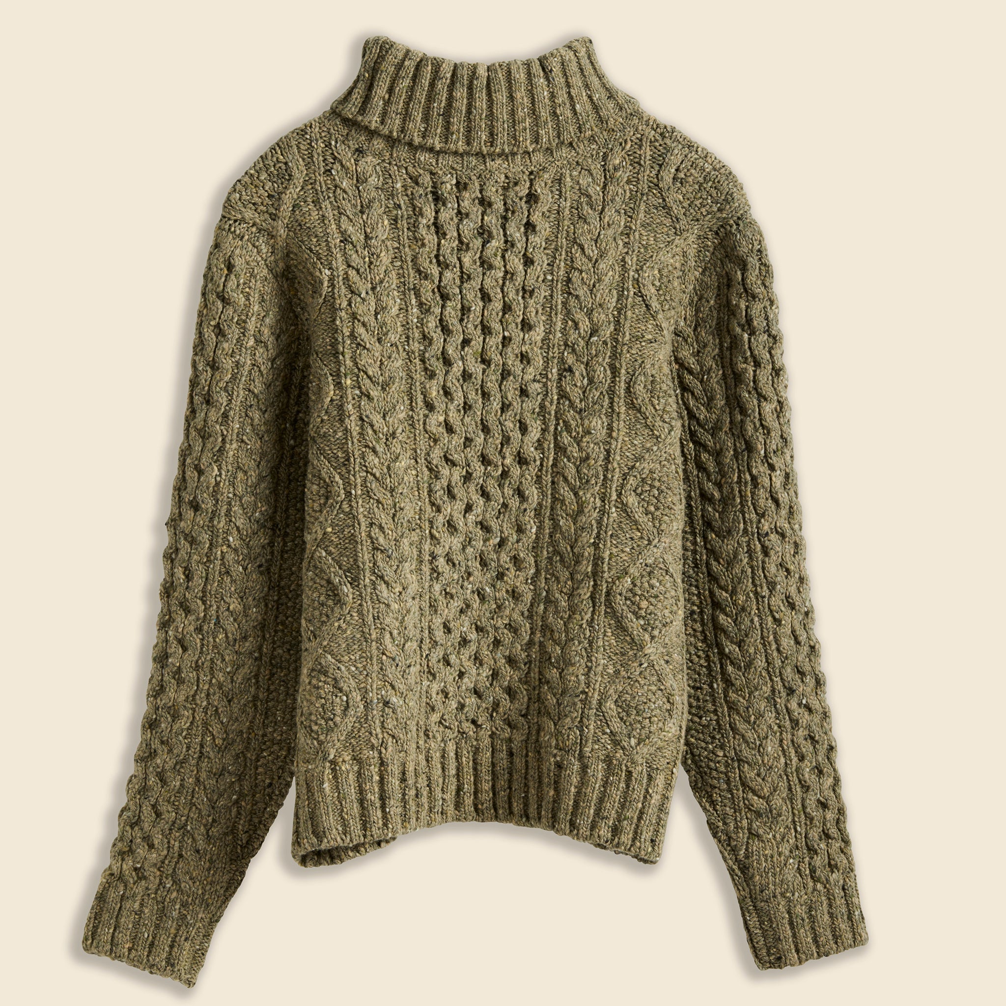 Wool Cable Turtleneck Sweater - Green Donegal - RRL - STAG Provisions - W - Tops - Sweater