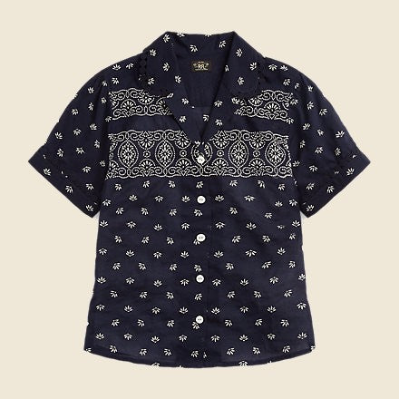 Sylvie Blouse - Navy/Cream - RRL - STAG Provisions - W - Tops - S/S Woven