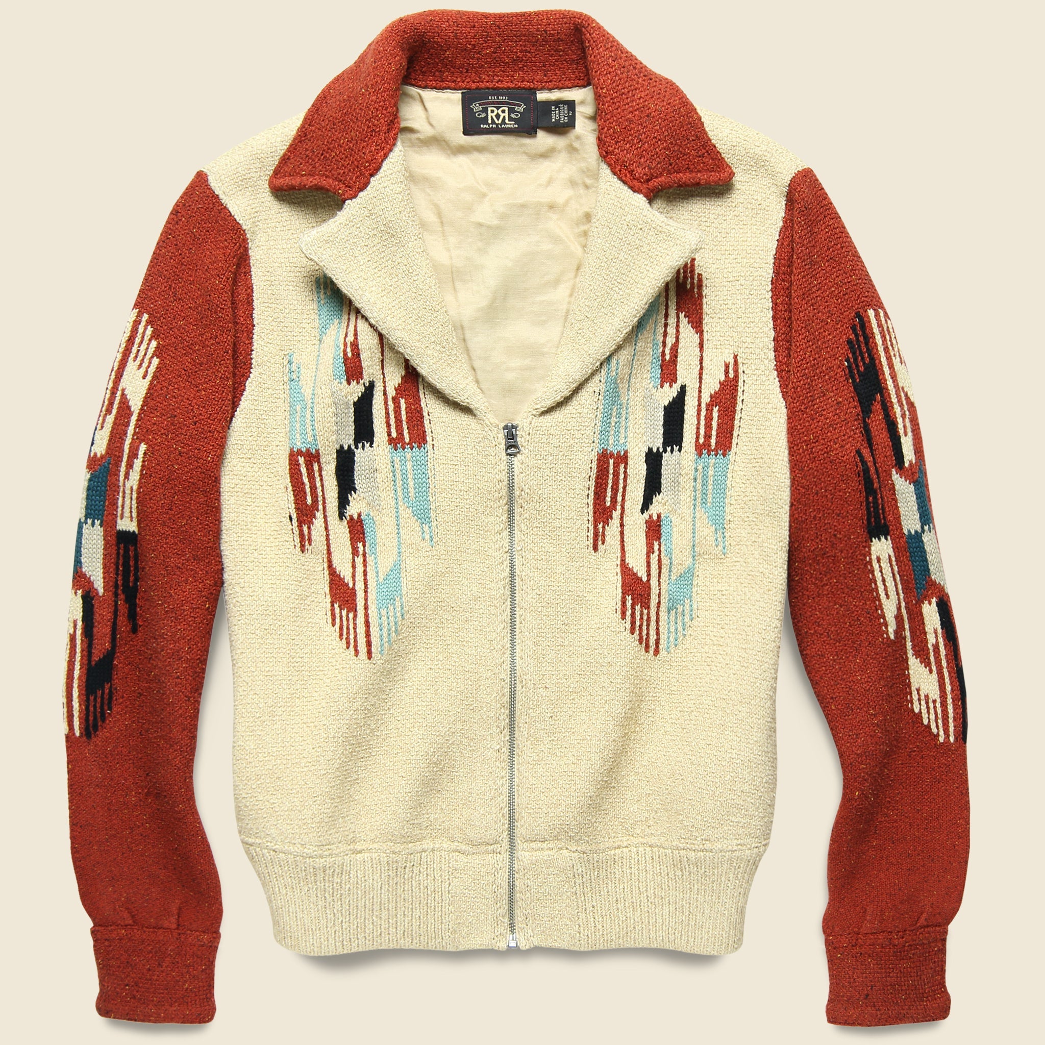 Chimayo Sweater Jacket - Rust/Cream/Sky Blue - RRL - STAG Provisions - W - Tops - Sweater