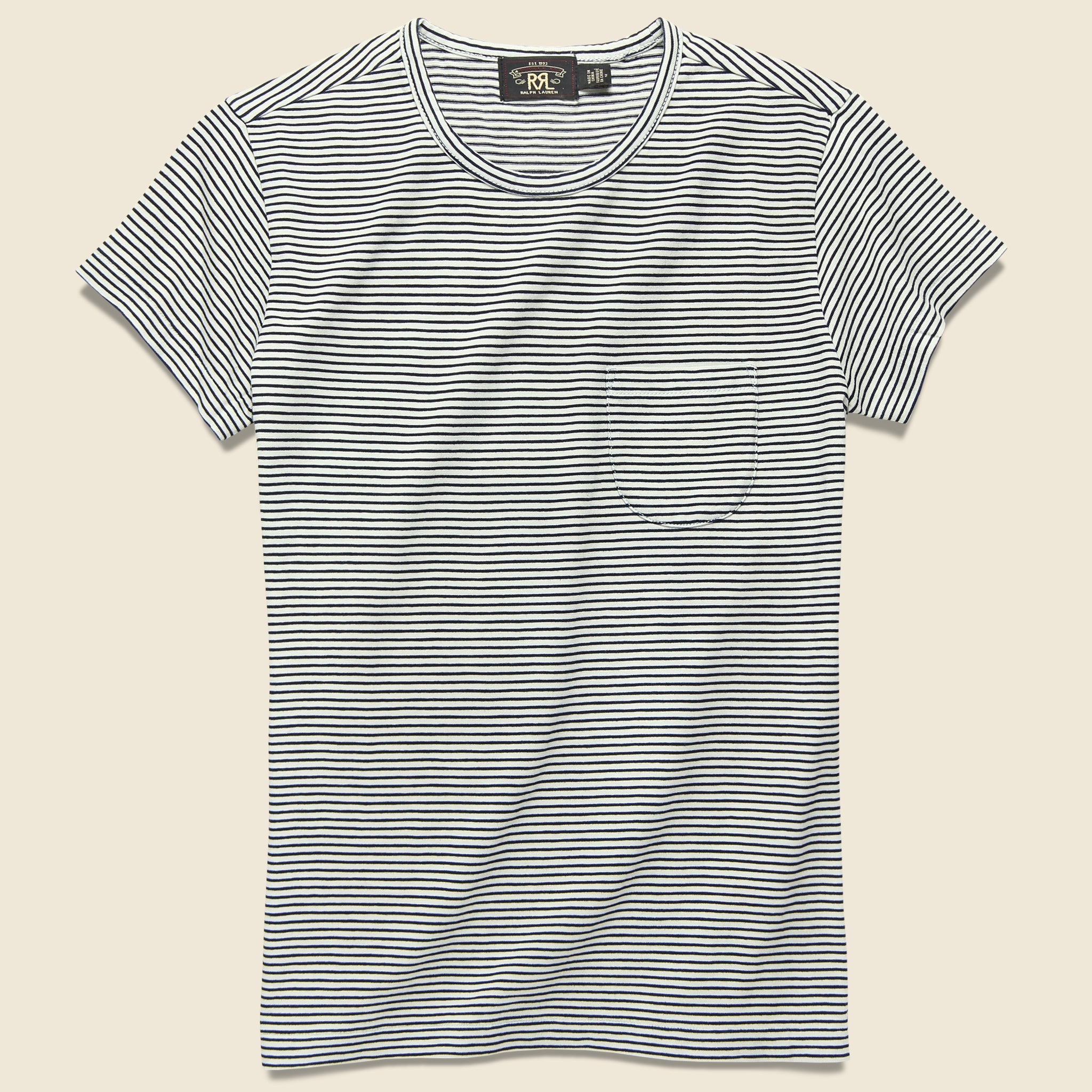 Stripe Pocket Tee - Indigo/Greige - RRL - STAG Provisions - W - Tops - S/S Tee