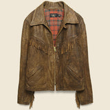 Fringe Leather Cowhide Jacket - Medium Brown - RRL - STAG Provisions - W - Outerwear - Coat/Jacket