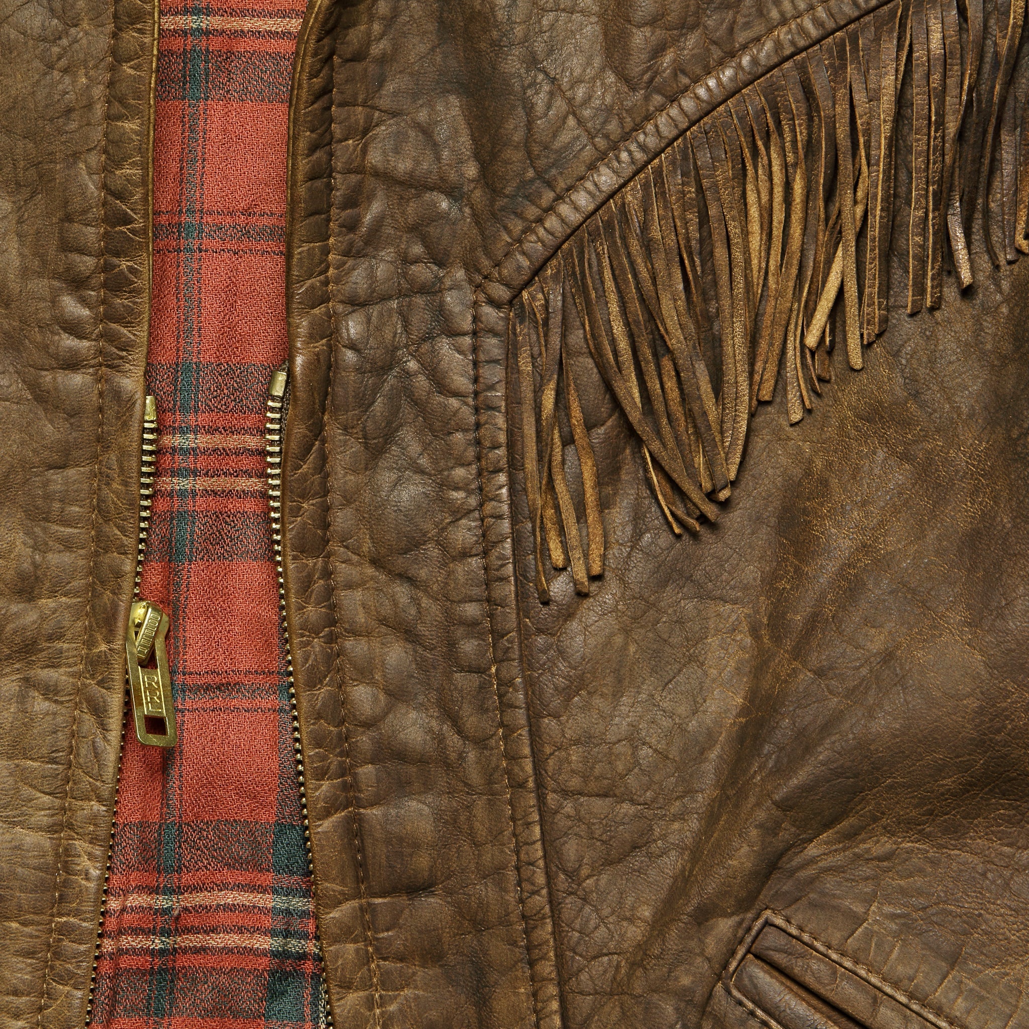 Fringe Leather Cowhide Jacket - Medium Brown - RRL - STAG Provisions - W - Outerwear - Coat/Jacket