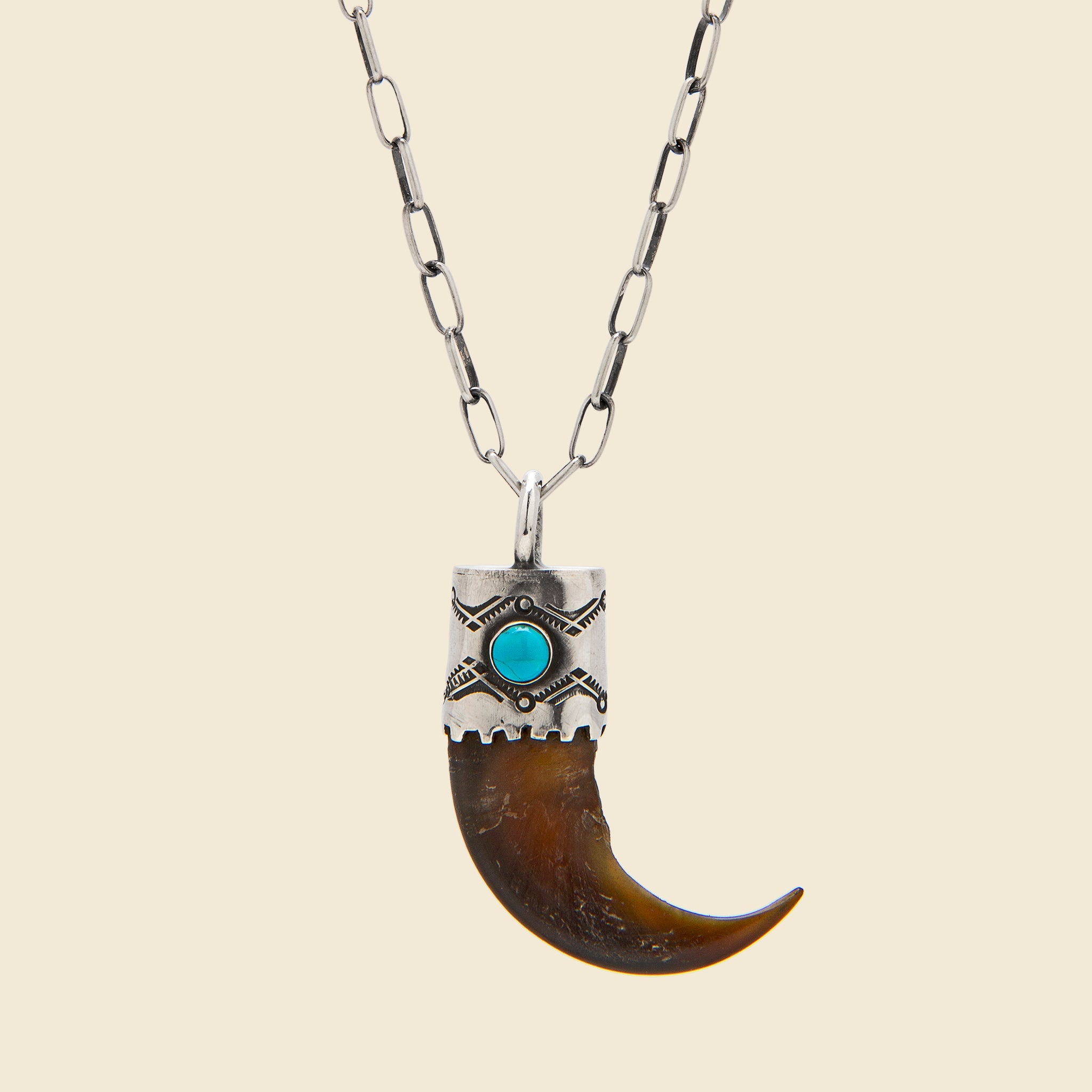 Capped Bear Claw Necklace - Silver/Turquoise - Smith Bros. Trading Co. - STAG Provisions - W - One & Done - Accessories & Jewelry