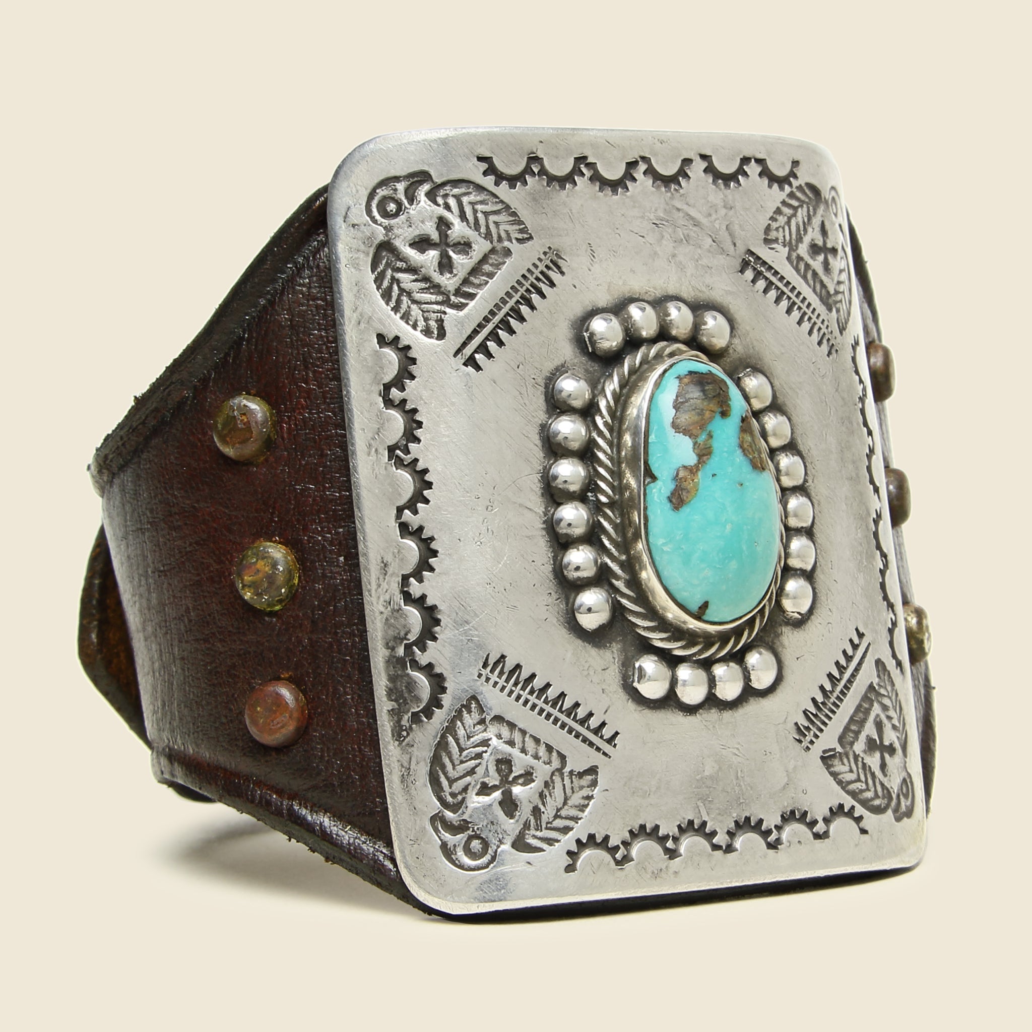 Thunderbird Stamped Ketoh - Leather/Sterling/Turquoise - Smith Bros. Trading Co. - STAG Provisions - One & Done - Accessories & Jewelry