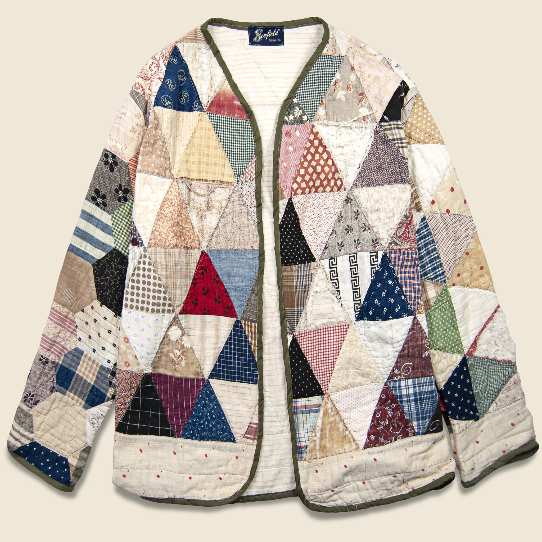 Triangles & Striped Lining Quilt Kimono - Multi - Vintage - STAG Provisions - W - One & Done - Apparel