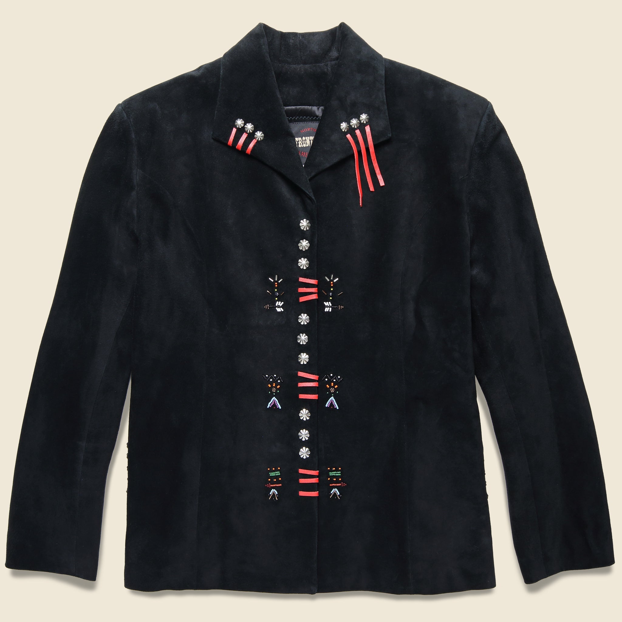 Frontier Bead & Concho Suede Jacket - Black - Vintage - STAG Provisions - W - One & Done - Apparel