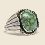 Round Turquoise & Leaf Motif Ring - Sterling - Vintage - STAG Provisions - W - One & Done - Accessories & Jewelry