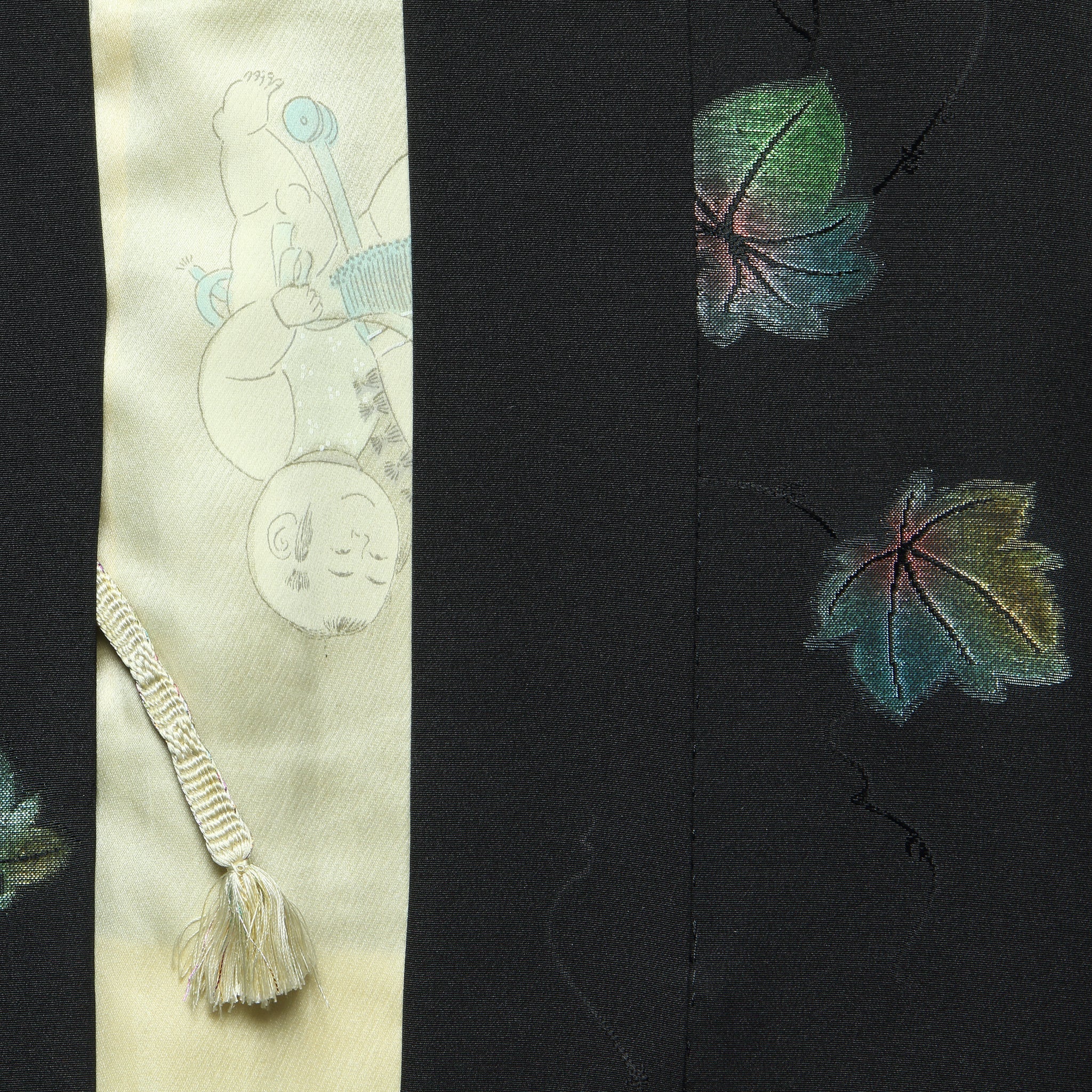 Iridescent Maple Leaf Silk Kimono - Black - Vintage - STAG Provisions - W - One & Done - Apparel