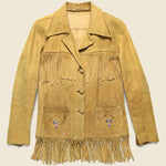 Hand-beaded Suede Fringe Jacket - Tan - Vintage - STAG Provisions - W - One & Done - Apparel