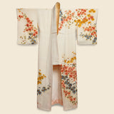 Long Silk Kimono - Cream/Gold, Wrap Around Daisies - Vintage - STAG Provisions - W - One & Done - Apparel