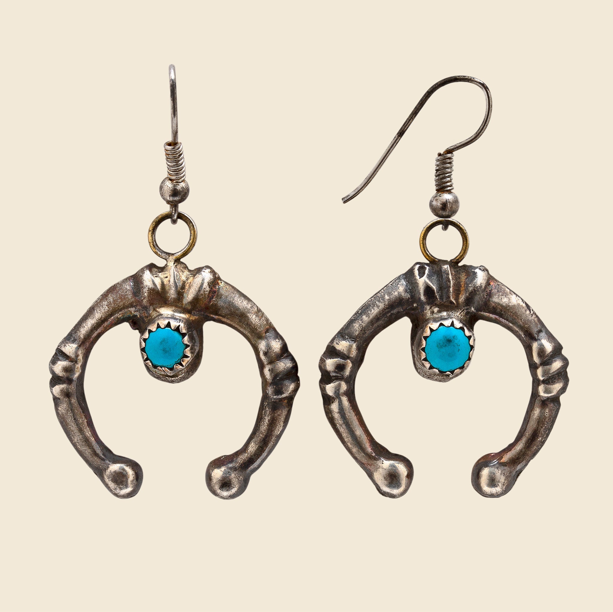 Sterling/Turquoise Small Naja Dangle Hook Earrings - Blue - Vintage - STAG Provisions - W - One & Done - Accessories & Jewelry