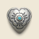 Heart Concho Pin - Nickel Silver/Turquoise - Yuketen - STAG Provisions - W - Accessories - Pin