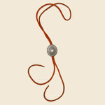 Leather Bolo Tie - Brown/Sunburst Concho - Yuketen - STAG Provisions - W - Accessories - Necklace