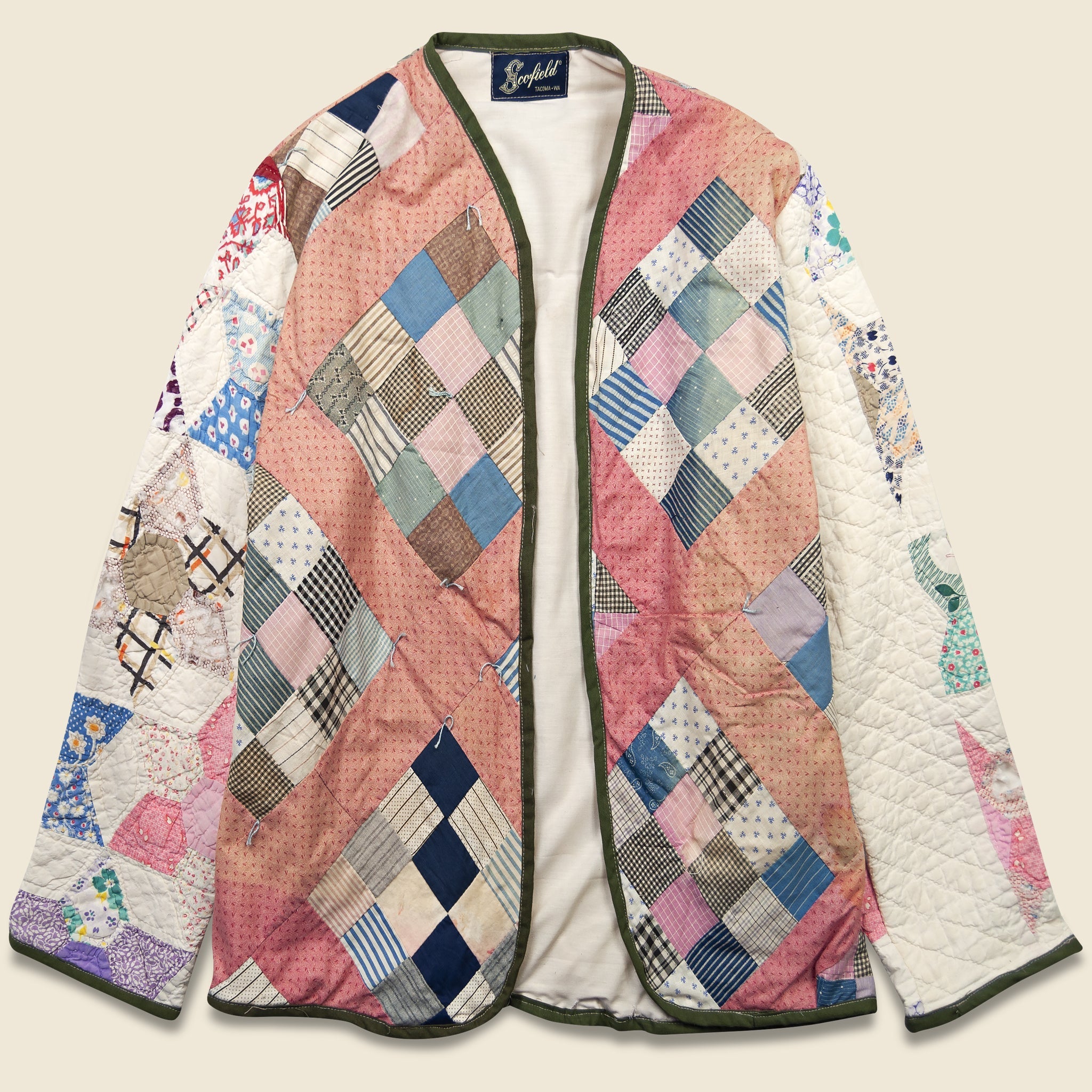 Scofield Diamond w/ Tassles Quilt Kimono - Pink/Blue - Vintage - STAG Provisions - W - One & Done - Apparel