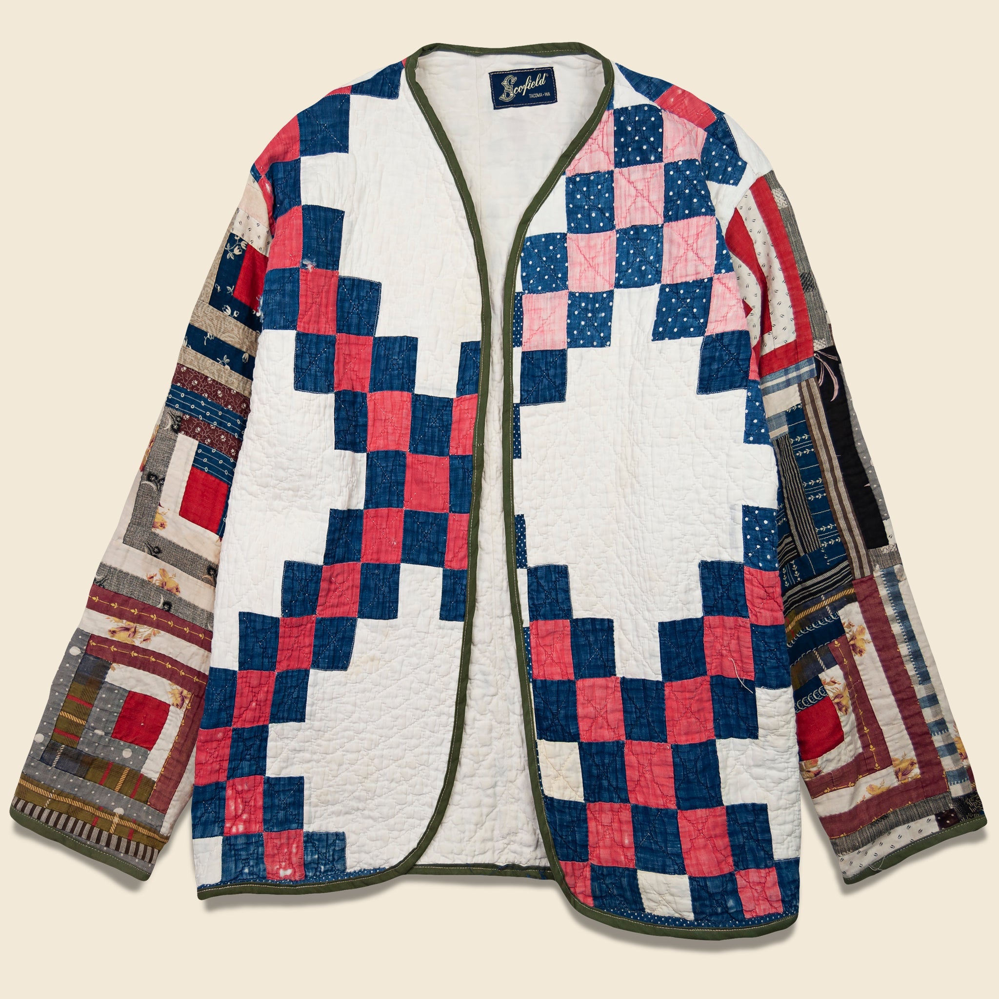 Scofield Log Cabin Sleeves Quilt Kimono - Red/White/Blue - Vintage - STAG Provisions - W - One & Done - Apparel